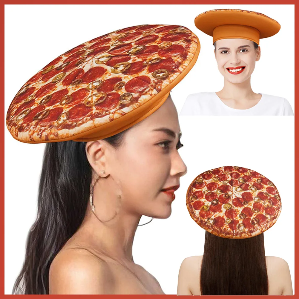 Groothandel Grappige Pizza Hoed Vakantie Feest Cosplay Role Play Kostuum Accessoires Volwassen Vrouwen Mannen Rollenspel Fantasie Fancy Party Decor