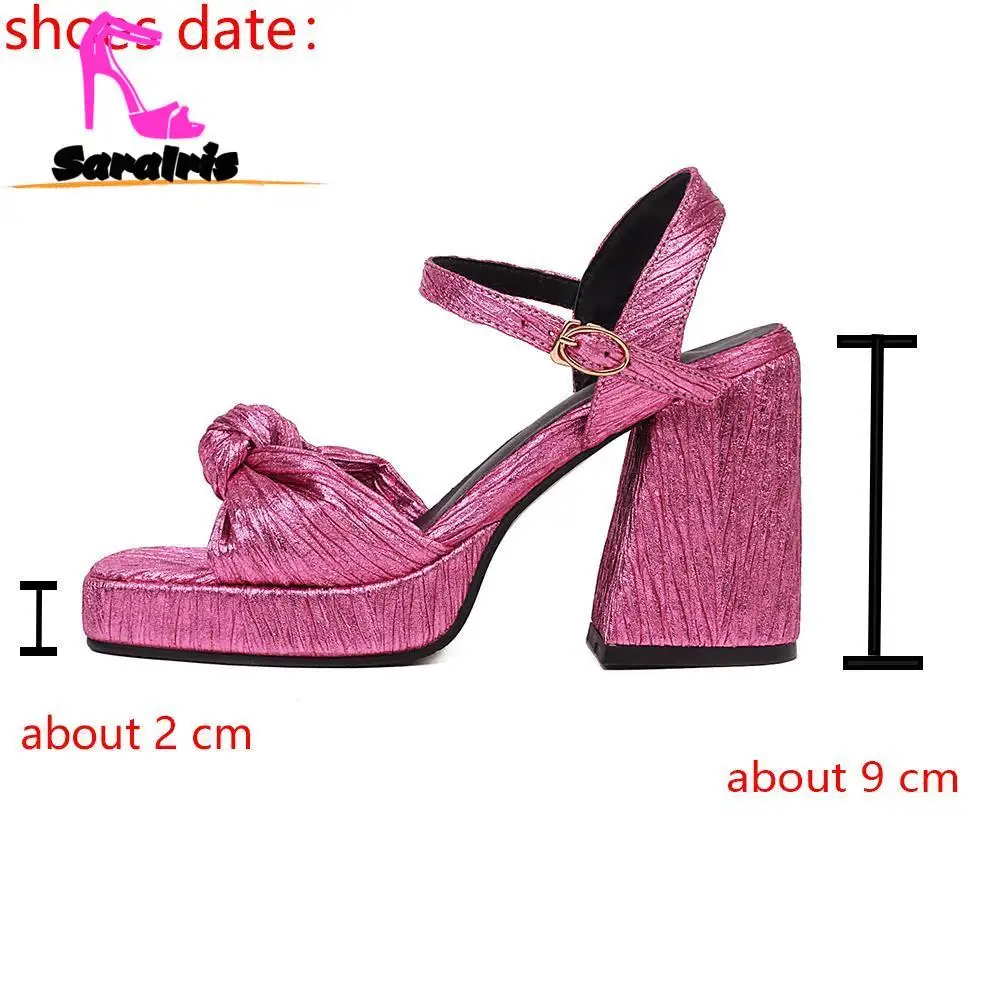 Vintage Element Women's Pumps 2023 Chunky High Heeled Sandals Summer Spring Western Style Bow Tie Buckle Strap Shoes Sandals