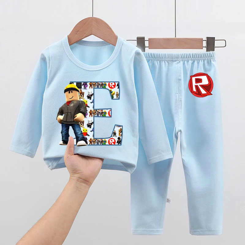 新しい Roblox パジャマ子供のためのかわいい漫画の文字 A-Z プリントパジャマ男の子かわいい秋部屋着冬子供男の子服