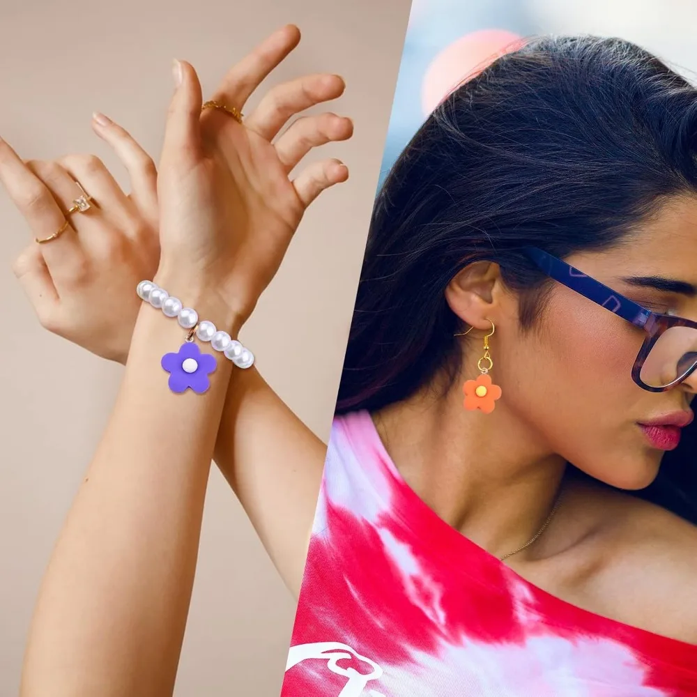 16/24/40pcs Mixed Color Resin Petal Pendant for DIY Bracelet Necklace Earring Pendant Chain Decoration Production