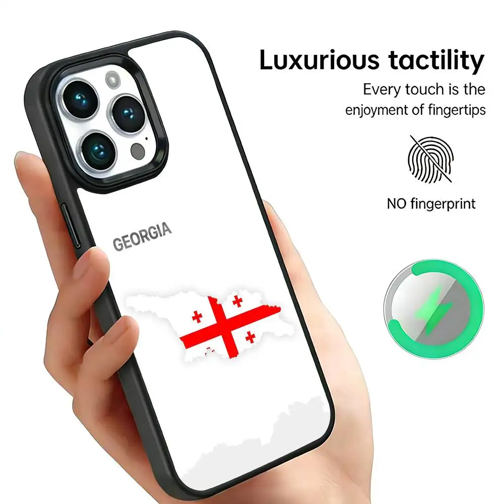 G-Georgia Map Flag  Phone Case For IPhone17 16 15 14 13 12 11 Plus Pro Max Plus Wireless Charger Cover Funda