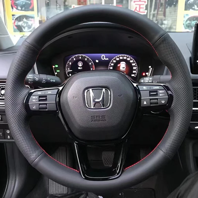 for Honda Accord Civic 11th Gen CRV 2023 2024 Hand-stitched non-slip carbon fibre Genuine Leather car Steering Wheel Cover
