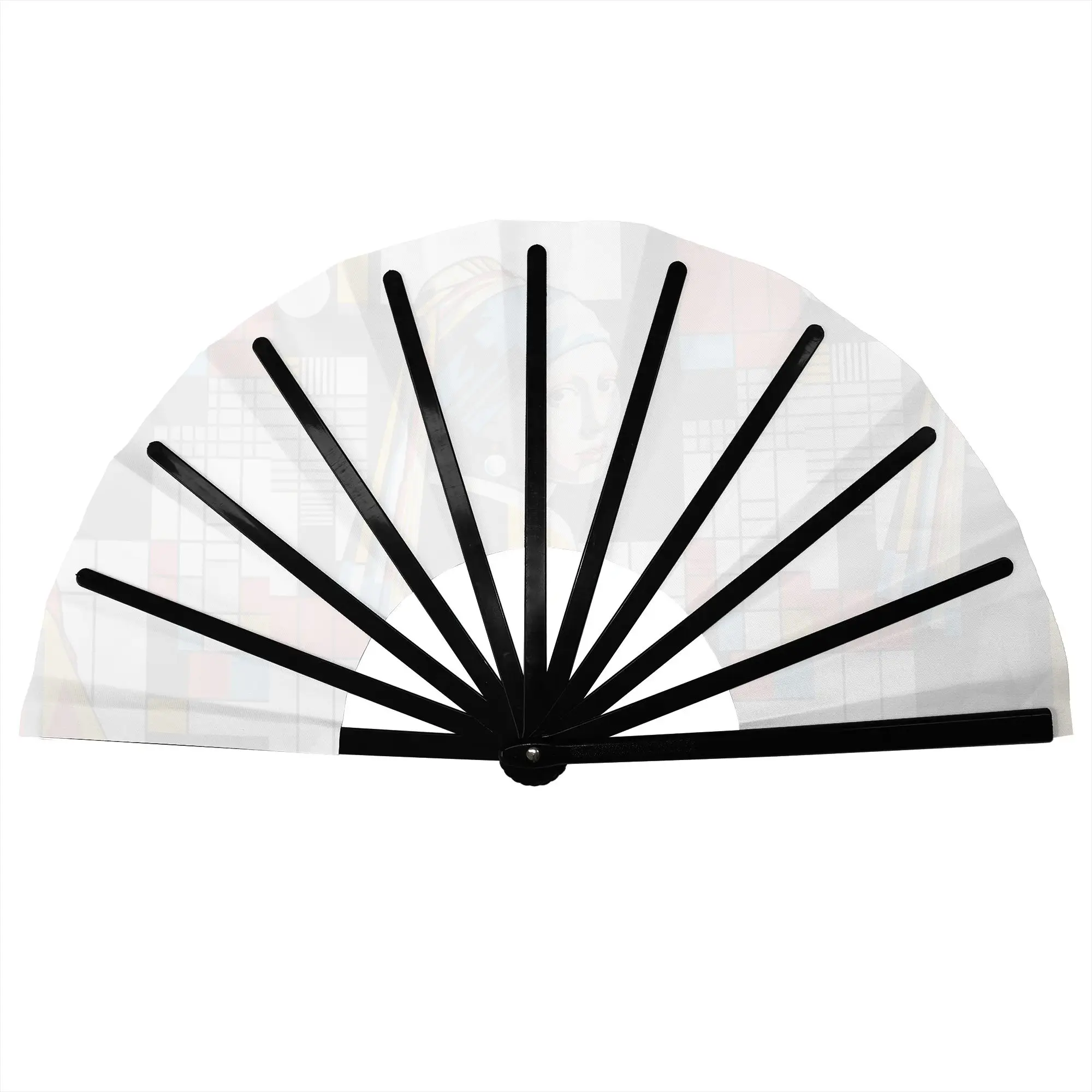 Personalised Abstract Art Mondrian Promotional Gift Hand Fan Event Souvenir  Durable Folding Fans Novelty Bulk Pack Fan