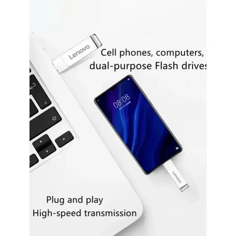 Lenovo-Memoria USB de Metal de alta velocidad, unidad Flash de 2TB, USB 3,0, transferencia de archivos, 16TB, 8TB, capacidad Ultra grande, resistente al agua