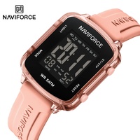 NAVIFORCE Lady's Watch Sports Waterproof LCD Display Watches Simple Square Calendar Electronic Silicone Strap Girl's Wristwatch