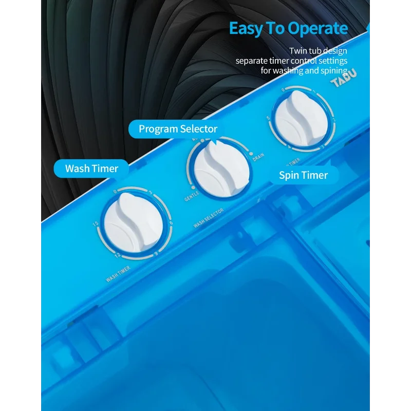 Портативная стиральная машина TABU 17,6 фунтов, компактная стиральная машина, мини-стиральная машина, стиральная машина с двойной ванной и губкой, идеально подходит