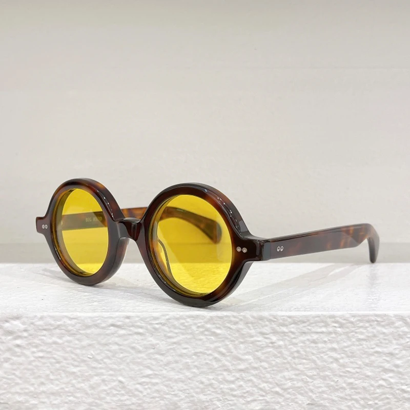 

2023 New Arrive Vintage Round Sunglasses for Male INS Style Tortoise Sun Glasses Men Hand Craft Thicken Acetate Solar Glasses