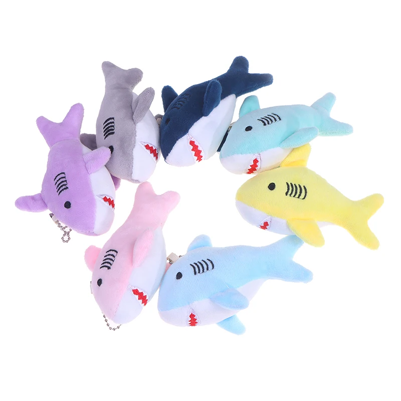 11cm Cute Simulation Shark Plush Pendant Toys Soft Cartoon Whale Stuffed Doll Backpack Keychain Bag Pendant Kids Birthday Gifts