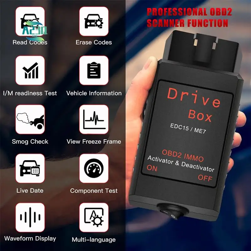 

A23Q-Drive Box EDC15/ME7 OBD2 IMMO Deactivator Activat OBD2 Drive Box IMMO Deactivator Activator Car Accessories