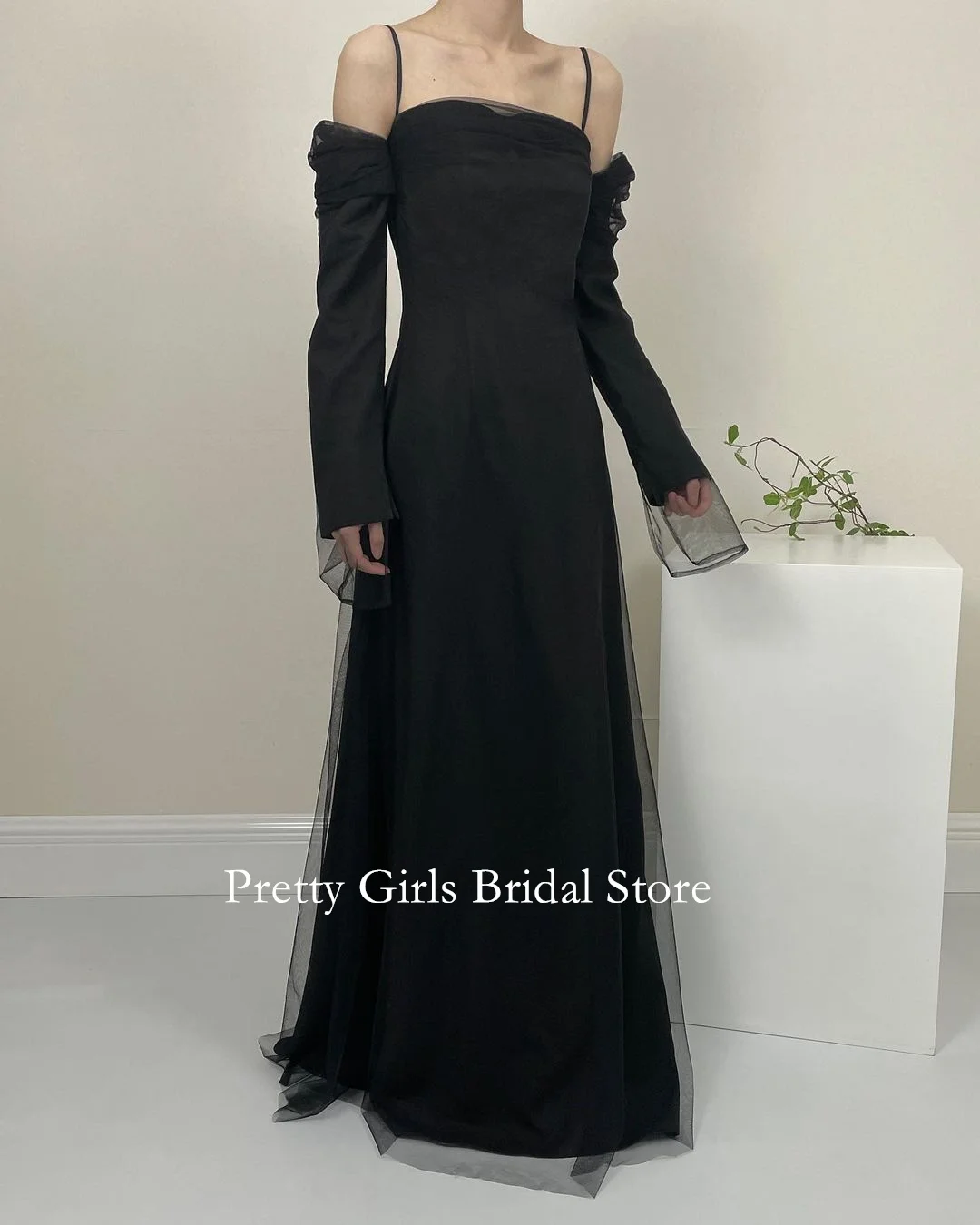 2024 Fashion Style Korean Morden Customized Black Mermaid Evening Dresses Formal Crepe Satin Prom Growns Party Women Bride