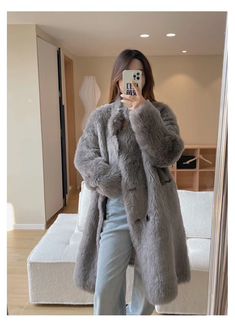 Novmoop wool women long coat super warm winter season fairycore Korean style simple chic office lady LT3578