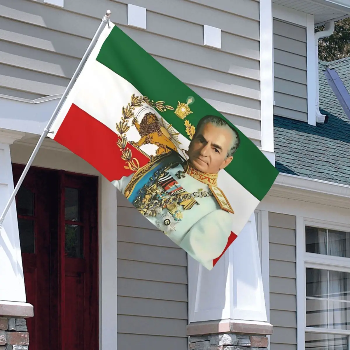 Mohammad Reza Pahlavi Iran Flag Flags Fade Proof Outdoor Banner 2 Grommets Home Room Dorm Wall Decor 3x5 FT