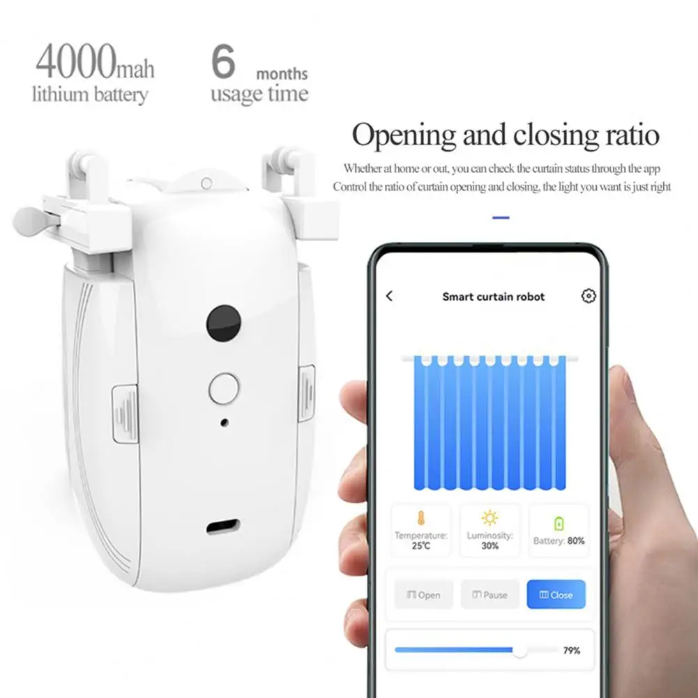 Smart Voice Activated Curtain Opener High-performance Motor Automatic Curtain Opener With Light Sensor Voice Control For Home