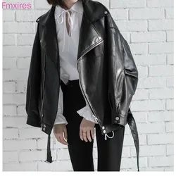 Chaqueta de cuero de Color sólido para mujer, Tops de cuero PU, algodón acolchado, ocio de motorista, otoño e invierno, nuevo