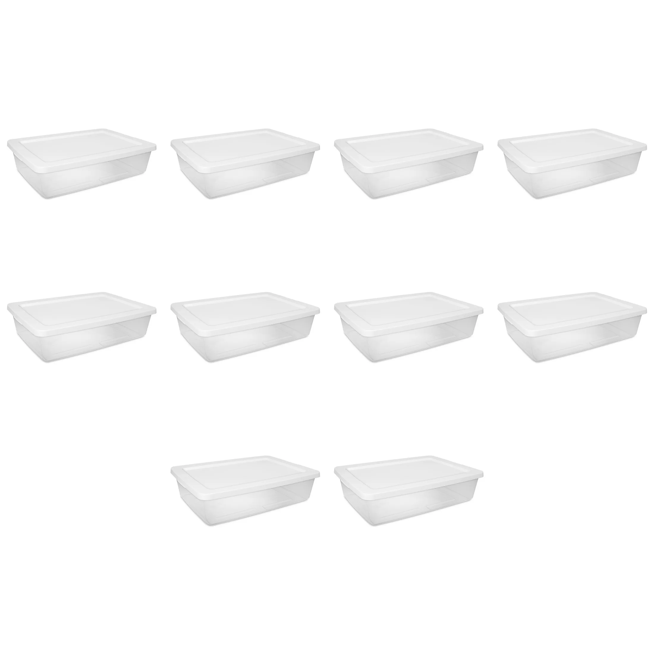 

Small Storage Bin, 28 Quart Clear Plastic Storage Container with Snap-On Lid, White, 10 Pack