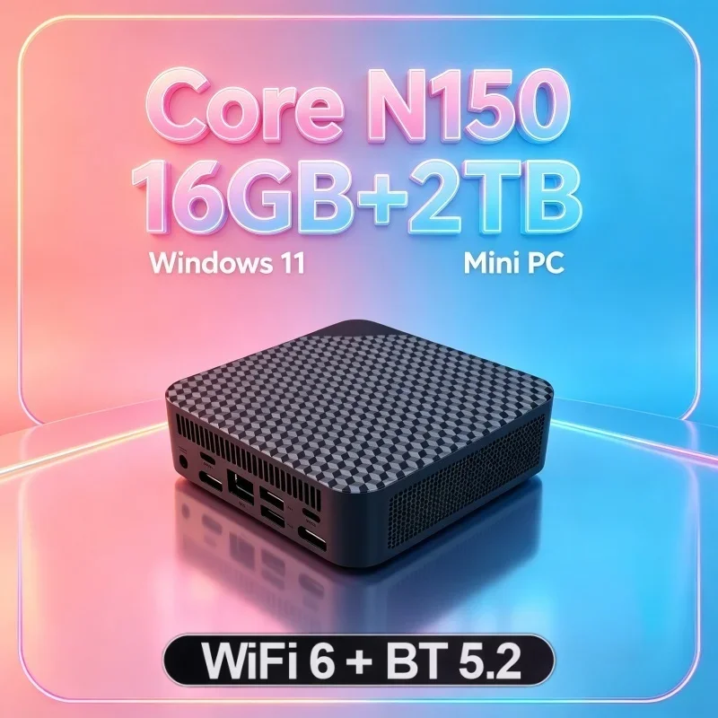 Intel Core N150 Mini PC 1TB 2TB SSD High‑Performance 32GB RAM WiFi6 BT5.2 4K 60Hz HD Gaming Office Study PC, steady‑output