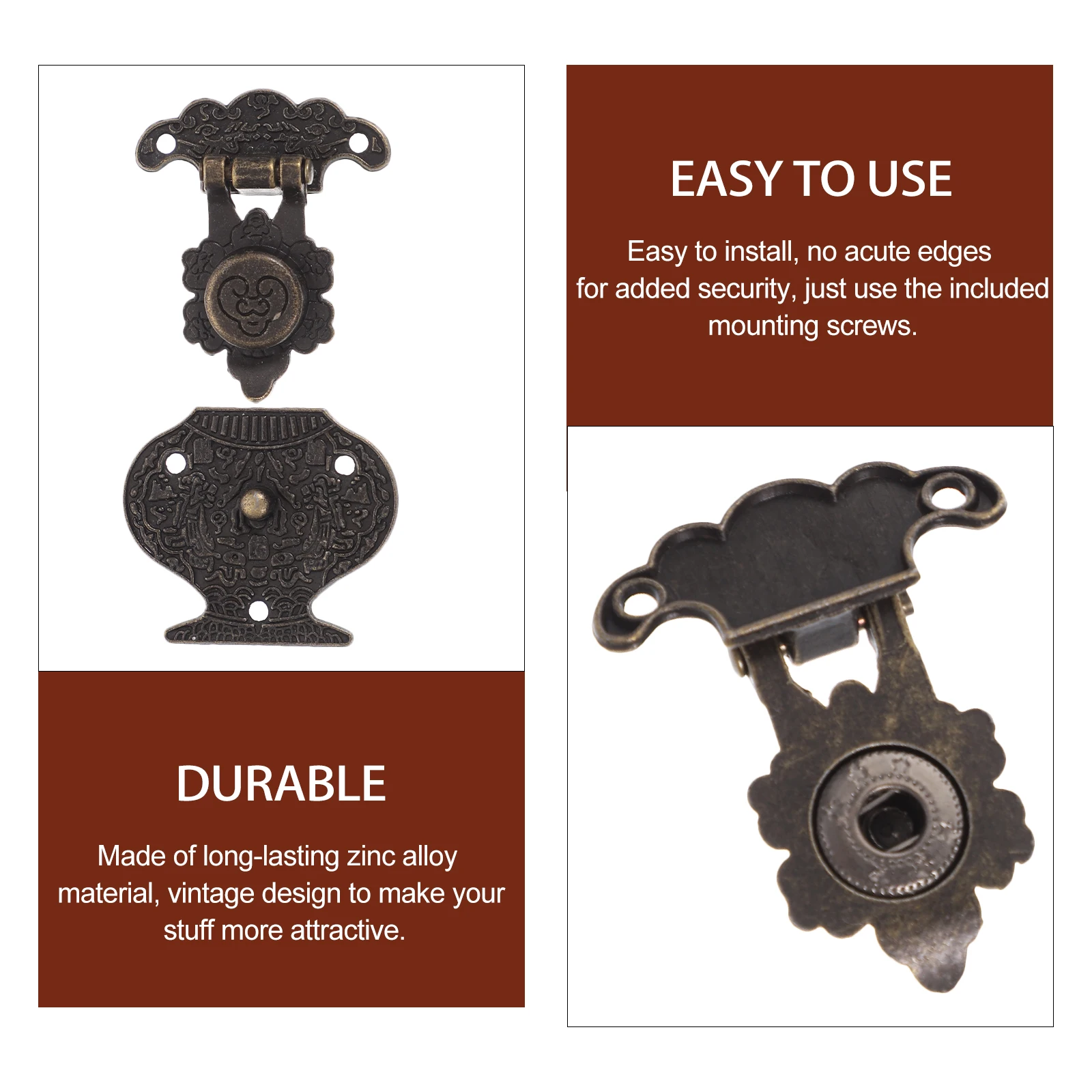 

10pcs Hasp Latch Zinc Alloy Brass Jewelry Box Hardware Wooden Case Toggle Lock Cabinet Hasp Lock Part