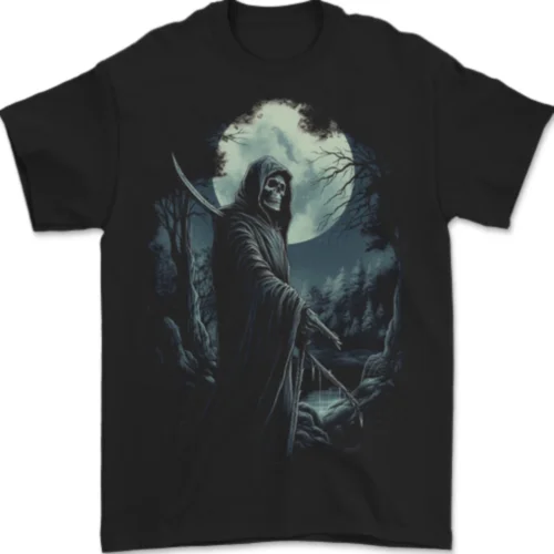 

Grim Reaper Returning From Hell Skull Mens T-Shirt 100% Cotton