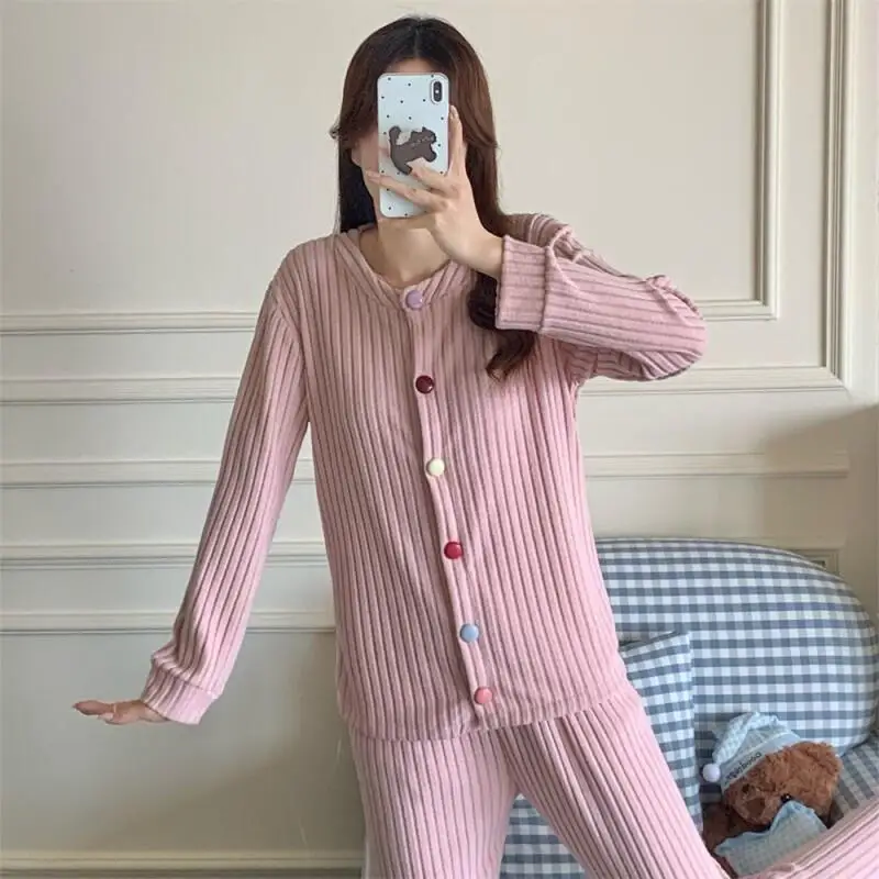 حار موضة Homewear بيجامة مجموعة بيجامة شتاء دافئ ملابس خاصة قبعة بنيت عيد الميلاد منامة امرأة غرفة ارتداء السيدات الإناث Pjs مجموعة #6