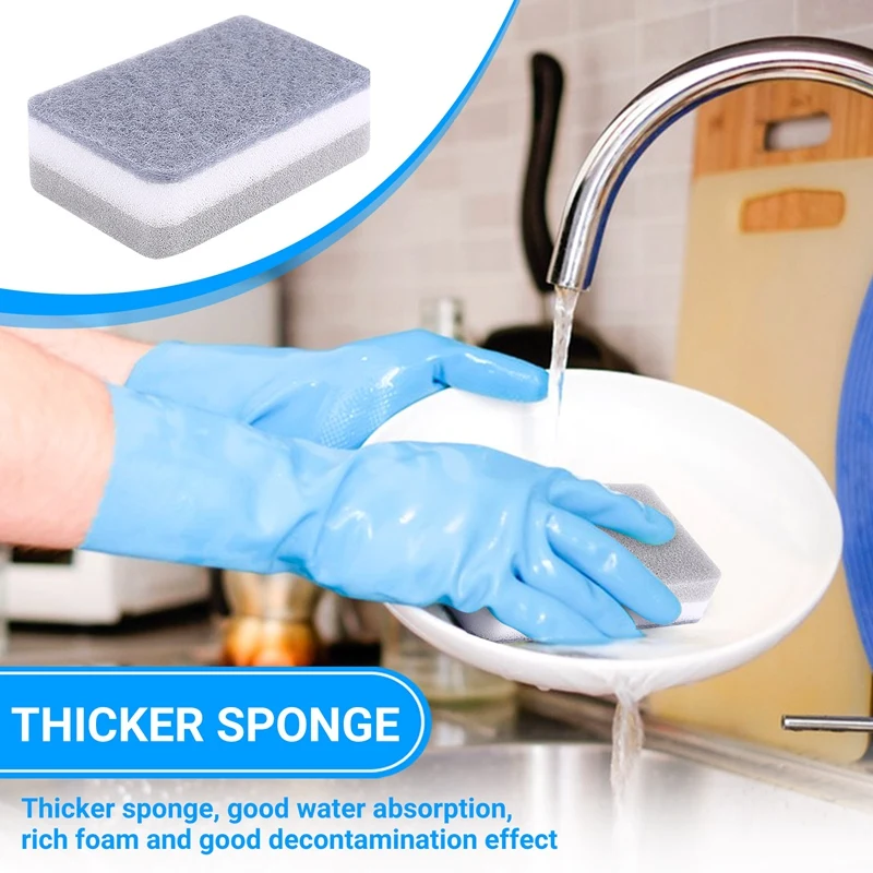 Heavy Duty Scrub Sponges,Dual-Sided Dishwashing Sponge For Kitchen,Multi-Use Deep Cleaning Scrub Sponge,Gray 20 Pcs-A22G