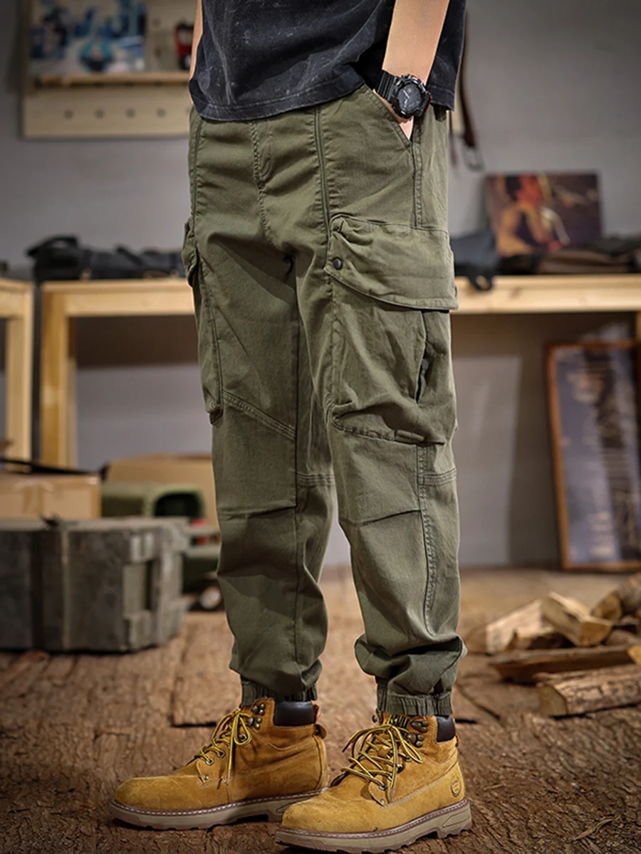 

Loose Fit Summer Thin Men's Casual Pants American Retro Workwear Sle Trousers Faionable Long Pants Breathable Cotton Blend