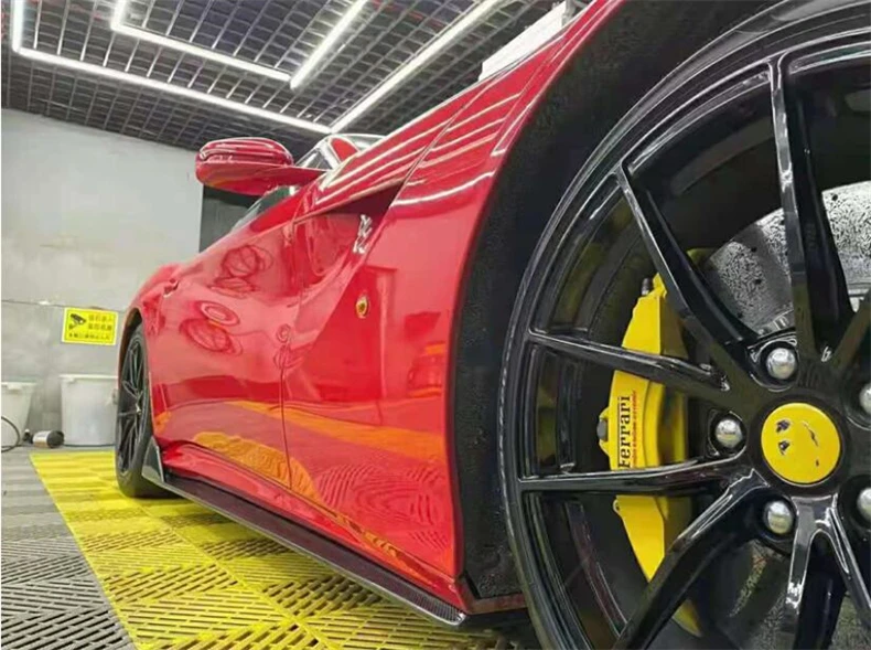 Para ferrari f12 2013-sem real fibra de carbono corpo saia lateral kit spoiler lábio divisores de alta qualidade acessórios do carro