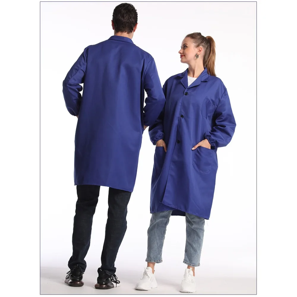 Economy Work Coveralls, Basic Blue Shop Coat for Labor Protection, Unisex Industrial Uniform Set