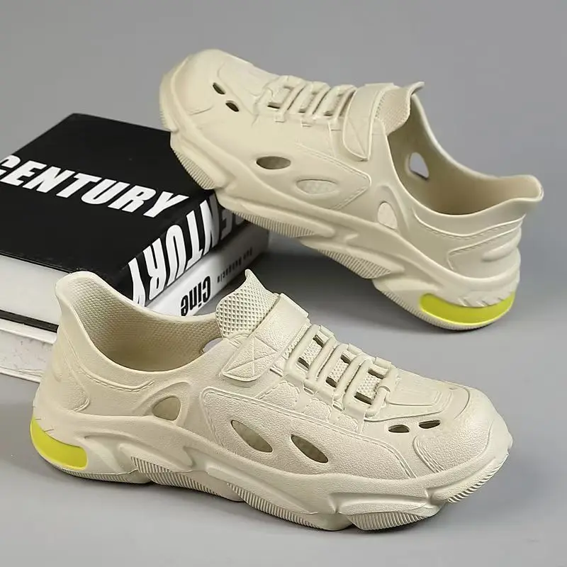 

Man's Summer Baotou Hollow Out Wading Shoes Injection Molding Lightweight Non Slip Round Toe Slip On Outdoor Beach Sandals