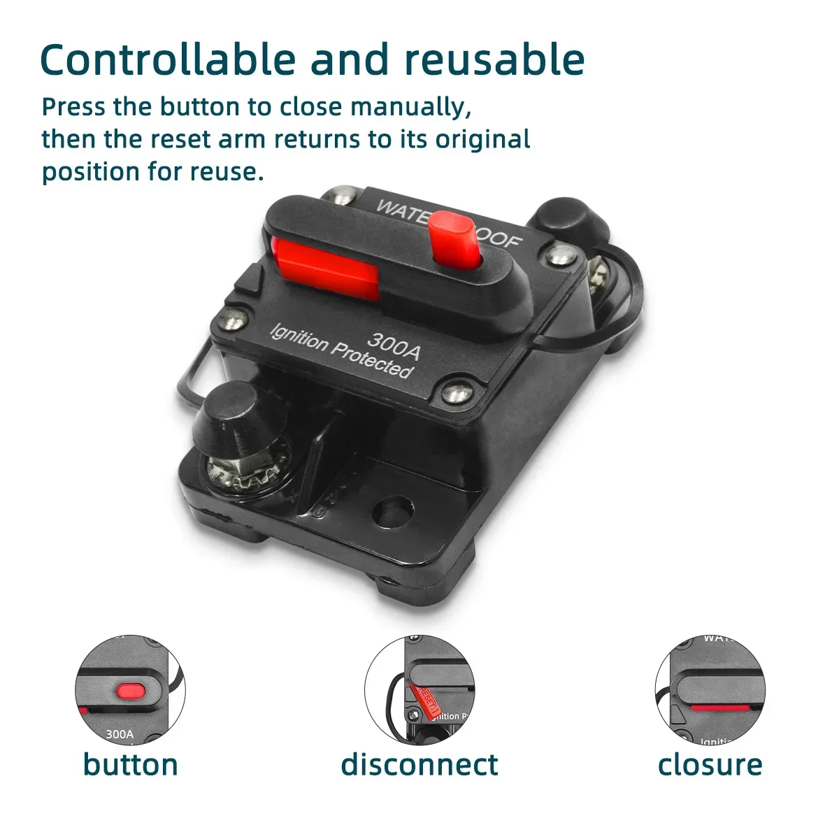 30A to300A 12V-48V Waterproof High Protect  quality Breaker For carsPower Fuse with Reset Waterproof car  30A 80A 100A 200A 300A