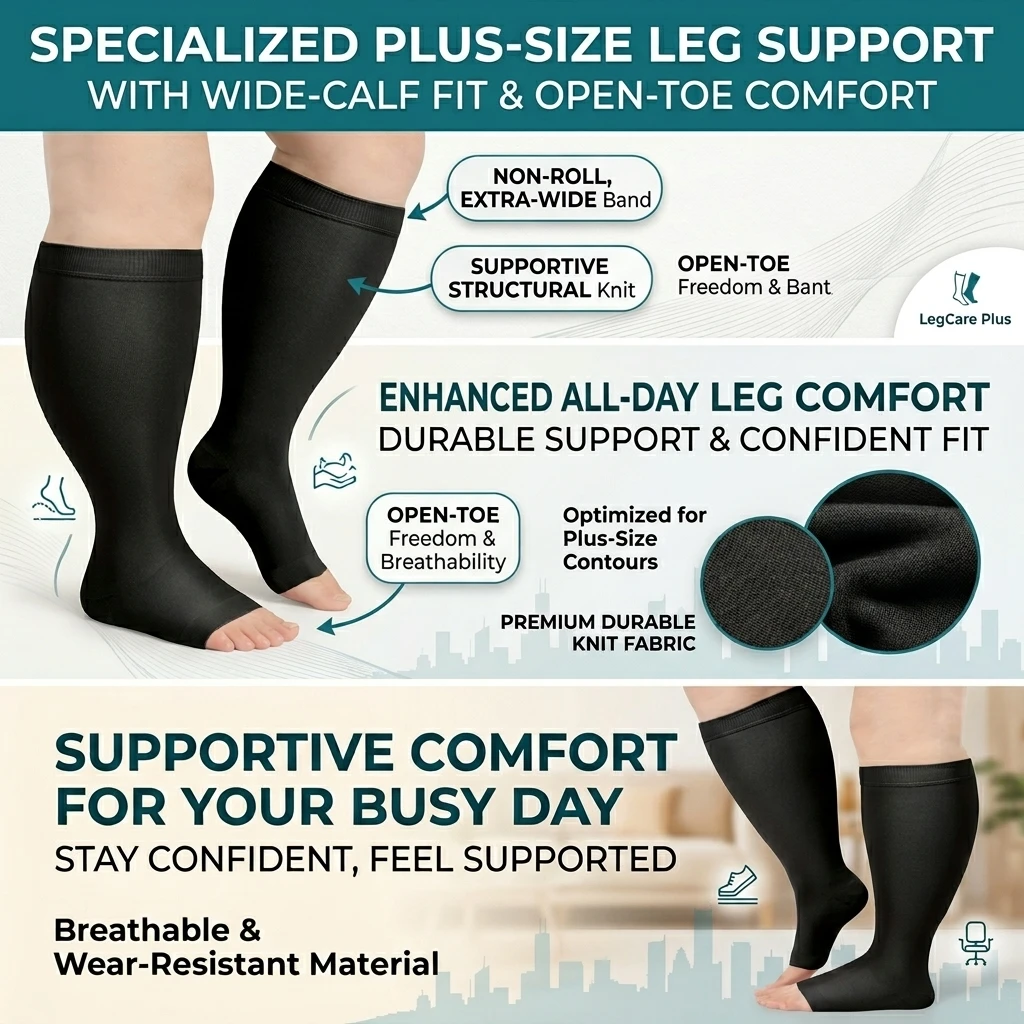 

1 Pair Black Ankle Toeless Socks Plus Size, Soft Cotton Non-Slip Grips Bottom for Pilates Barre Yoga Lounging Barefoot Shoes