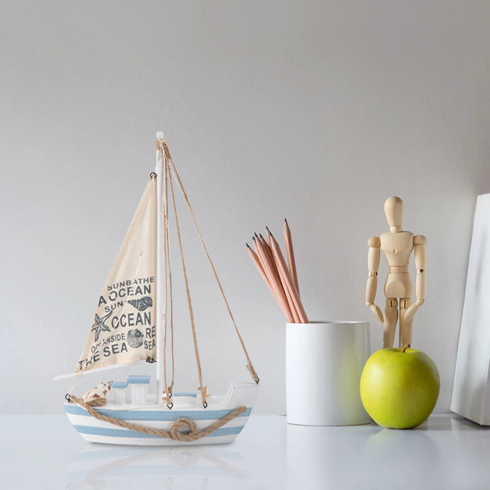 Sea Boat Toy Wooden Sailboat Model Ship Figurines Sea Decor Ship Decor Tabletop Sailboat Decor Sailor Gift