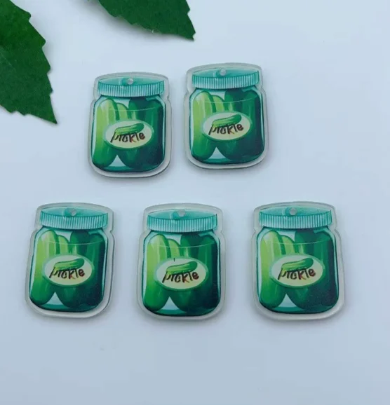 10 pcs Vegetable Cucumber  Acrylic Charm Pendants  Craft, Perfect for DIY Earrings, Bracelets, Neck Handmade Craft Supplie