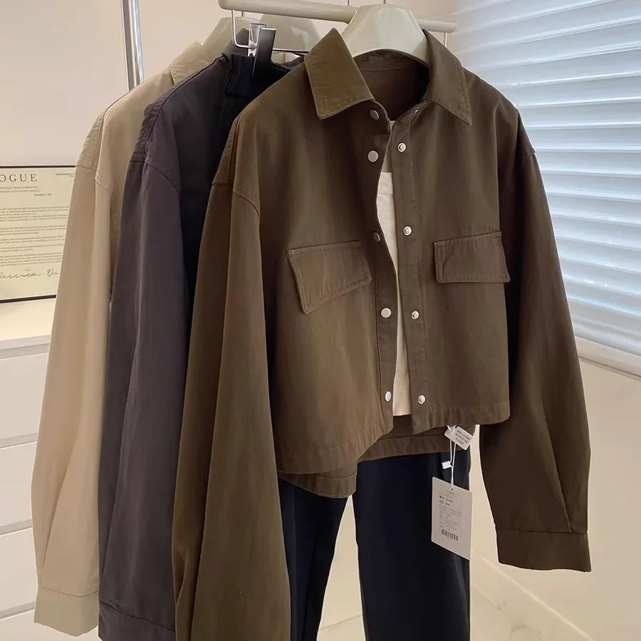 

Retro Sle Solid Color Women's Coat Casual High Waist Slimming Small Size Outerwear Top for Autumn Winter Faion