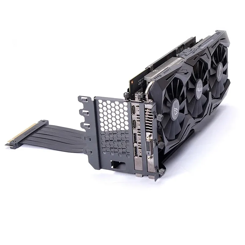 PH-VGPUKT_02 PCIe 3.0 X16 GPU Extension Cable - 7 Slot Vertical VGA Card Bracket Kit Anti-Sag for ATX Case