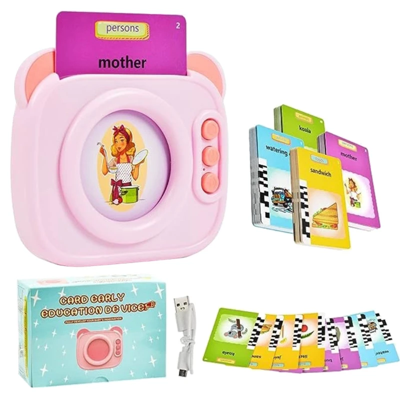 Altavoz máquina lectura preescolar F19F con tarjetas interactivas, dispositivo aprendizaje