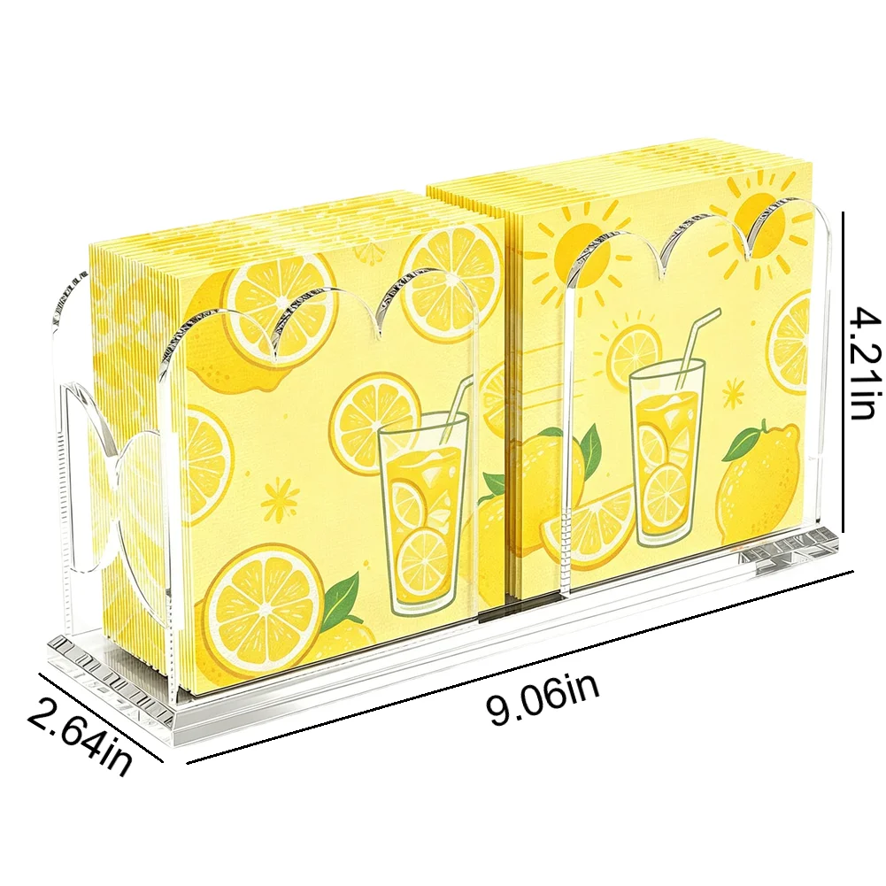 Clear Napkin Holder with U-Shaped Opening and Scalloped Edges for Home Kitchen Bathroom Dining Room Wedding Party Use