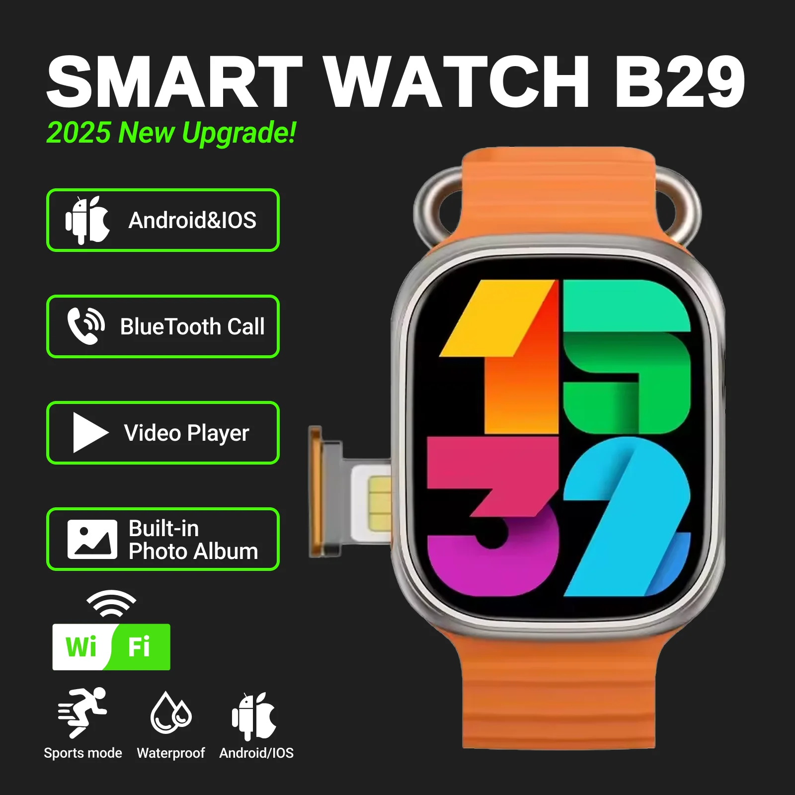 

2025 Новые 4G All Network B29 Смарт-часы Android Работает S10 Система GPS Карта Google Play Шагомер Трекер сна SIM-карта