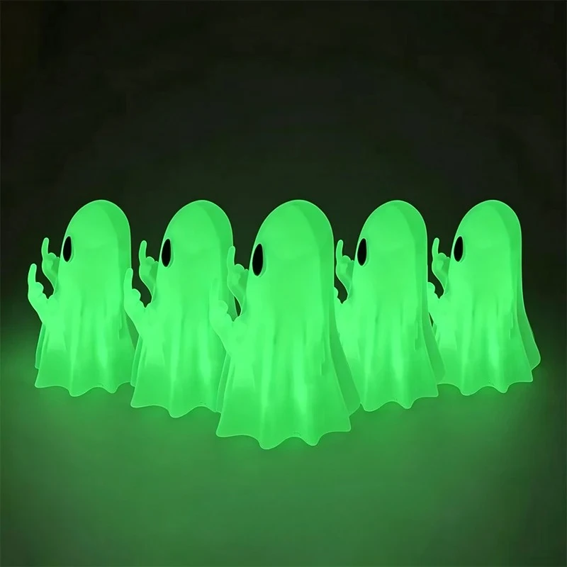 Halloween Decoration Home Table Ornaments Car Decorate Luminous Middle Finger Cute Ghost Statue Small Scary Ghost Figurines