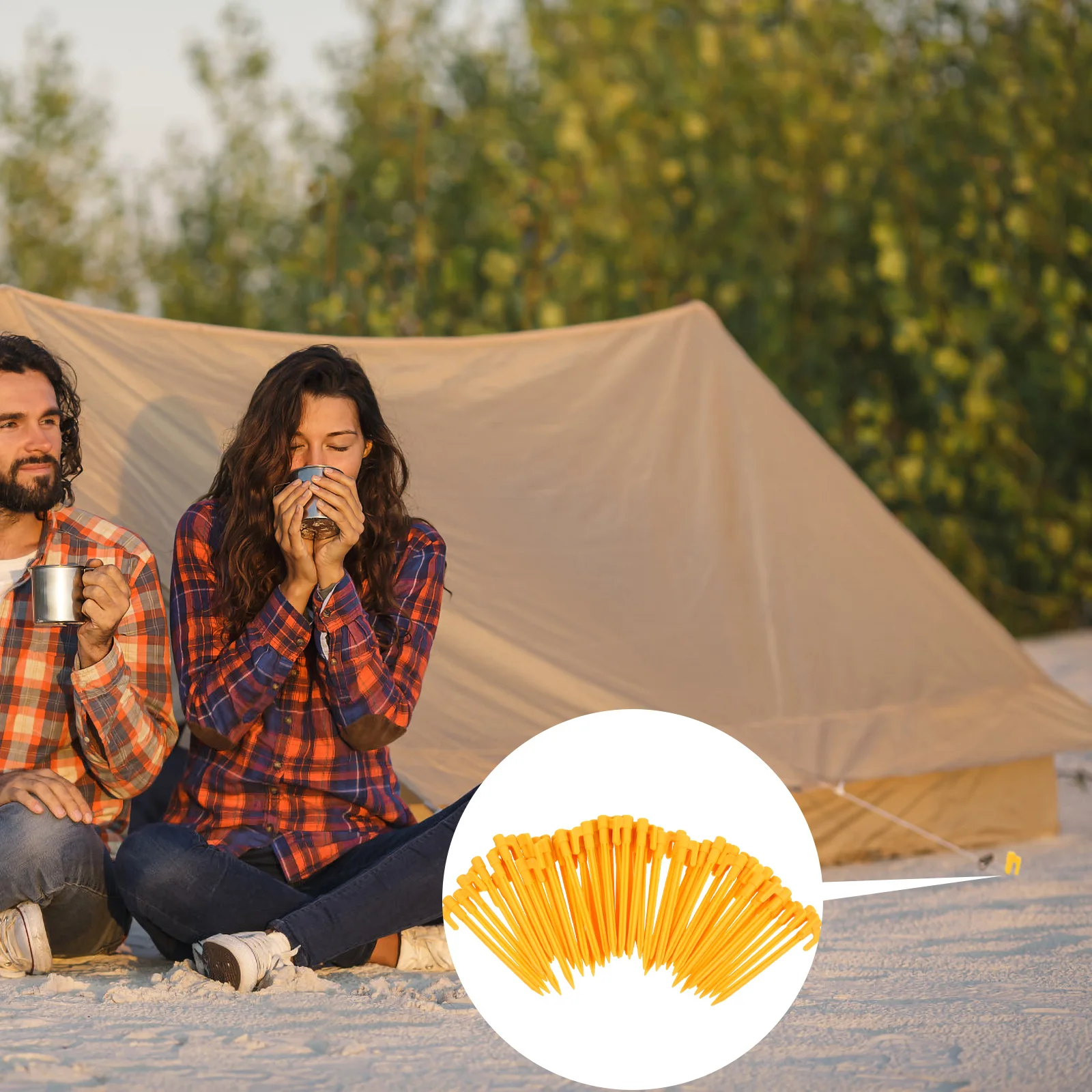 

50Pcs Windproof Tent Pegs Durable Plastic Camping Ground Nails Outdoor Tent Fixing Accessories Practical Nails