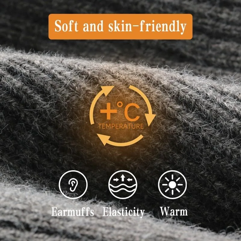 الرجال الشتاء محبوك قبعة أفخم الدفء بلغت ذروتها قبعة في الهواء الطلق غطاء للأذنين موضة عادية فو الفراء اصطف منفذها القبعات الدراجات سدادات حماية الأذن