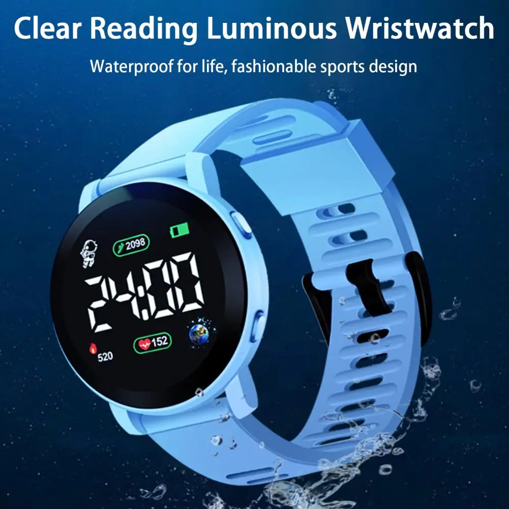 Accurate Timekeeping Led Watch Digital Watch Font Display Waterproof Kids Led Digital Sports Watch for Boys Girls Fashion