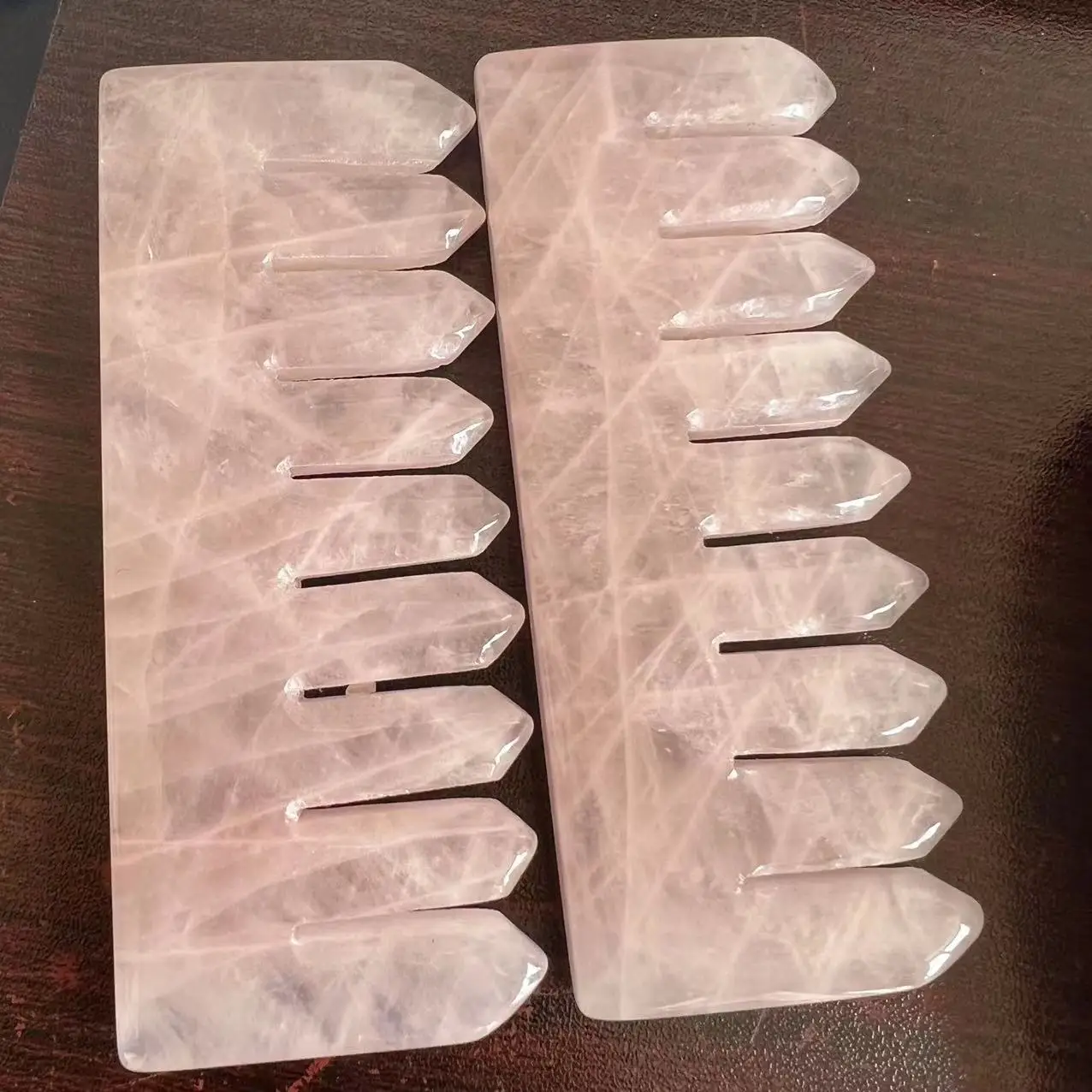 10CM Natural Rose Quartz Crystal Comb Head Hair Health Massage Gua Sha Combs Healing Health Jade Stones Gifts