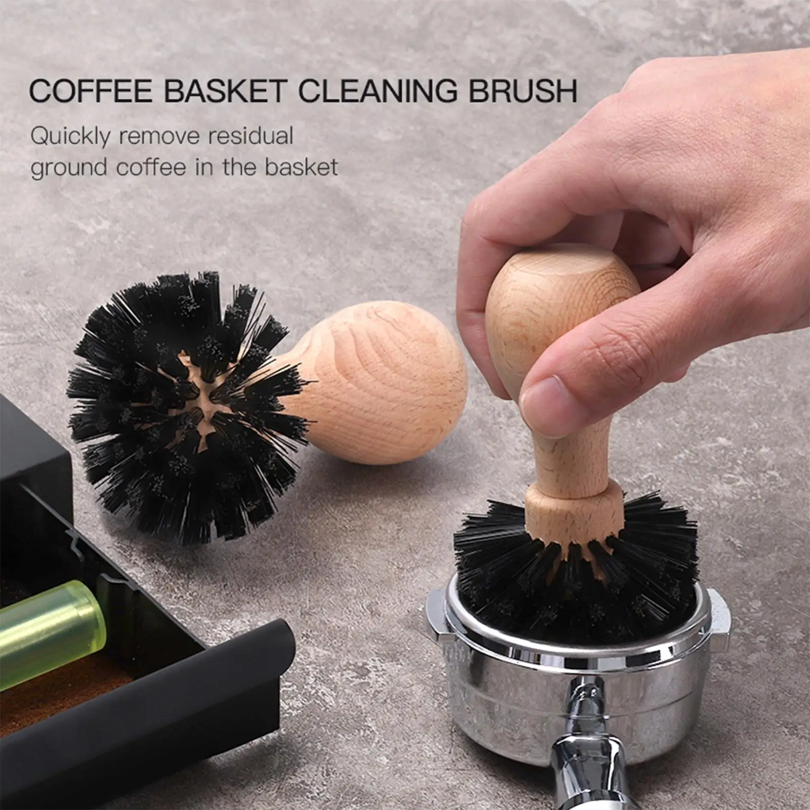 Protable Coffee Tamper Cleaning Brush Espresso Coffee Grinder Cleaning for 51mm 53mm Basket Barista Kitchen