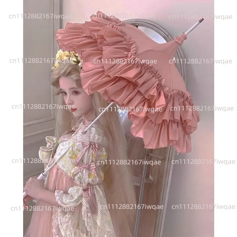 Handmade Vintage Long Handle Umbrella Prop for Photography & Cosplay