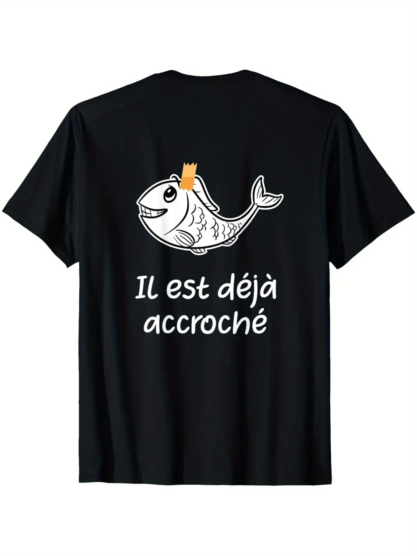 April Fool'S Day Fish T-Shirt - A Black Casual Tee for Men Featuring a Fun Fish Design, Short Sleeves, Round Neck, Machine Washa