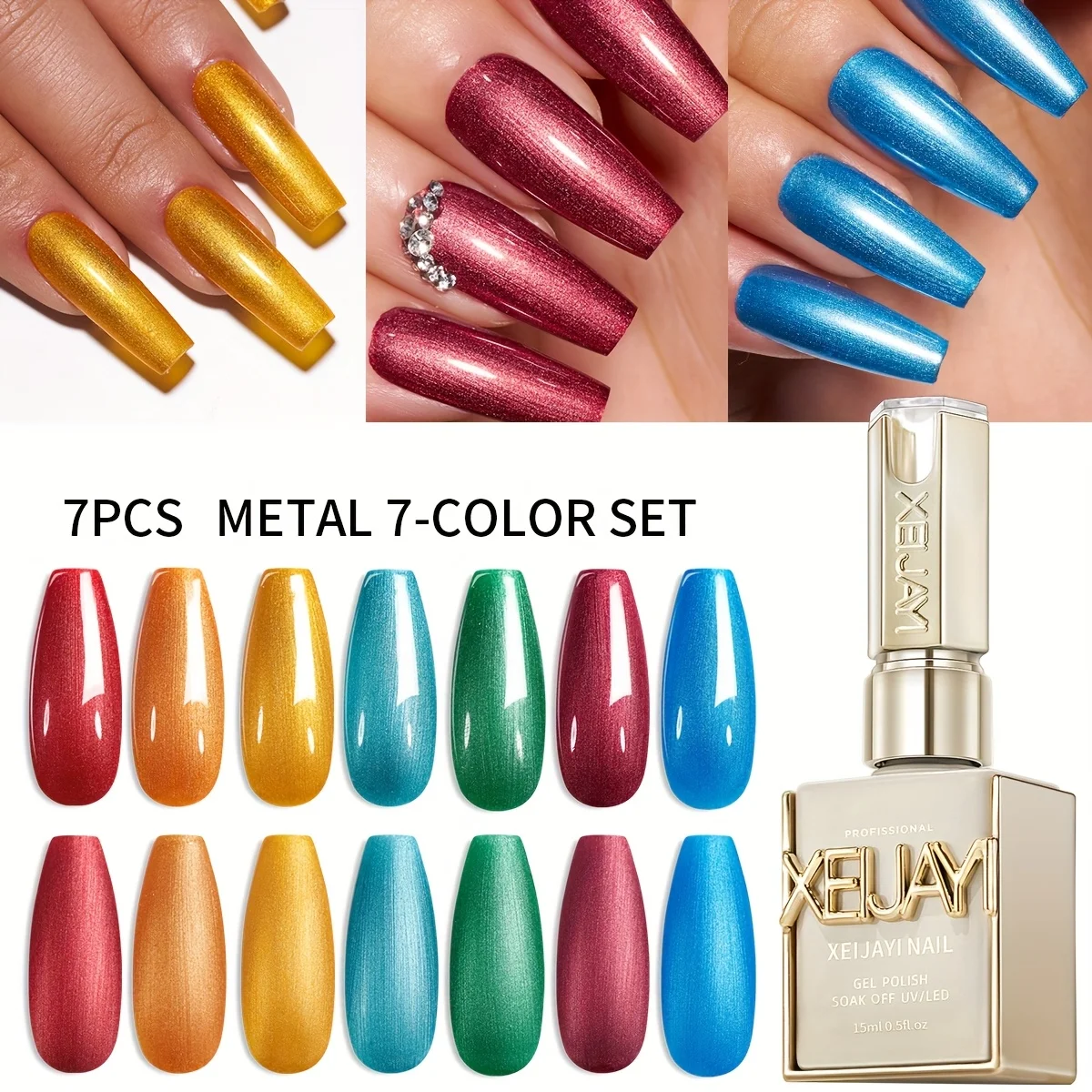 XEIJAYI 1Pc 15ML Metallic Painted Nail Gel Polish Nail Emboss UV Gel Sculpture Design, Magic Mirror Effect, For Manicure DIY