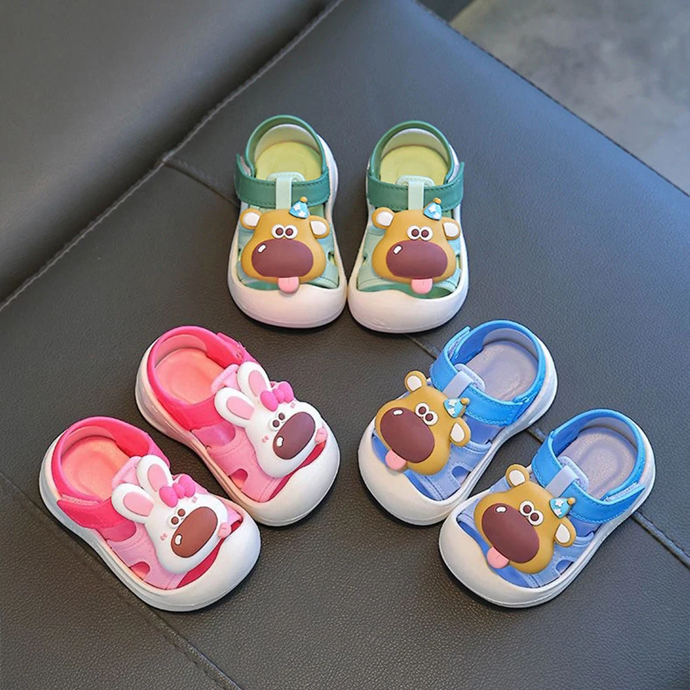 Children\'s Sandals Boys Girls Kids Summer Anti Slip Shoes Preschool Casual Shoes Cute Outdoor Rabbit Puppy Slippers PVC Material