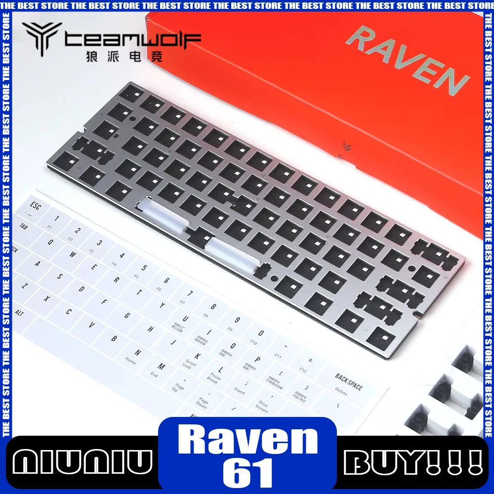 

Teamwolf Raven61 Keyboard Inner Container Pcb Wried Rgb Custom Gaming Keyboard Hot Swap Rt Adjustable Pc Gamer Accessories Gifts