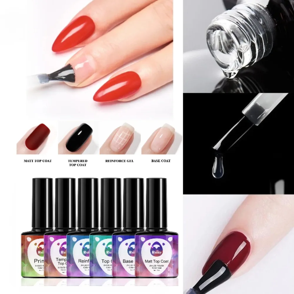 Couche de base et de finition pour vernis à ongles, gel de renforcement, gel de fonction, couche de finition transparente, trempage, UV, LED, nail art, manucure, 7.3ml