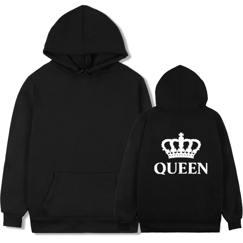 

2025 New Couple's Clothing: QUEEN KING Crown Printed Hooded Long-sleeved Couple's Sweater
